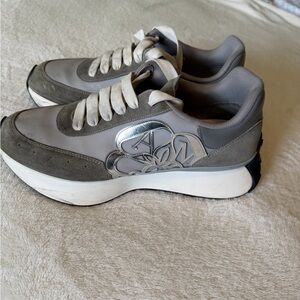 Alexander McQueen Sprint Runner Gray and Silver Sneakers
